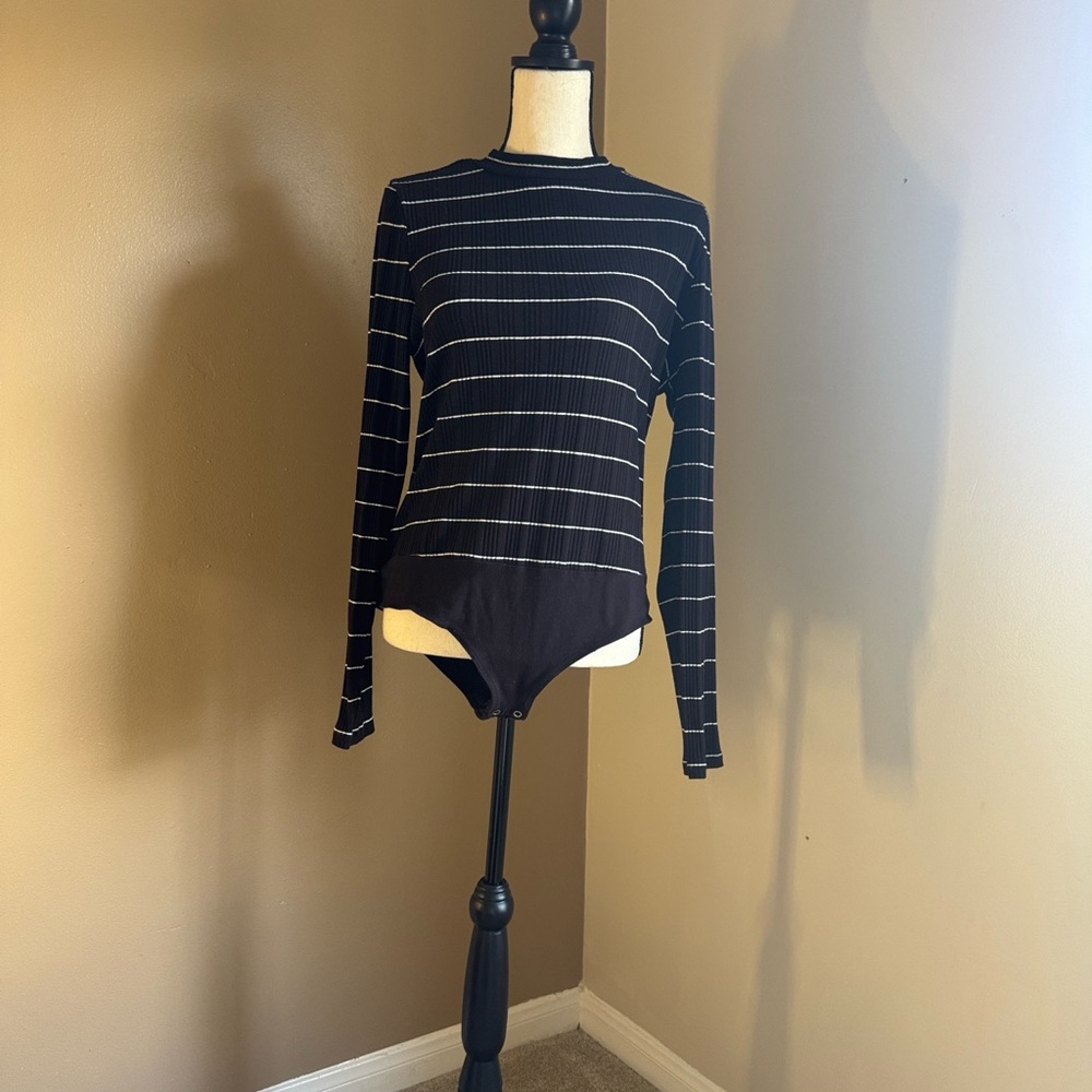 J. Crew Black and White Striped Bodysuit